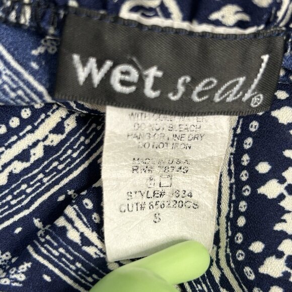 Wet Seal Blue White Medallion Jogger Pants Size S Chiffon Lightweight Flowy - Picture 3 of 10